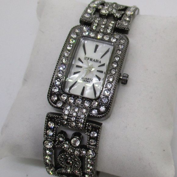 STRADA Watch Austrian Crystal Black Band - Picture 3 of 5